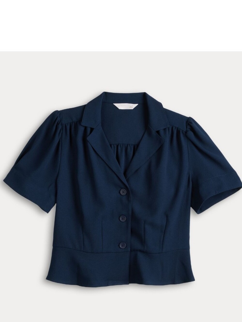 LC Lauren Conrad Navy Blue Peplum Blouse